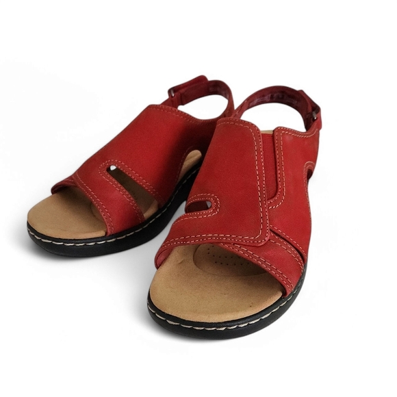 CLARKS womens Comfrot Walking Sandals Merliah Style Flat Sandals Wedge 7 1/2 W - Picture 2 of 12